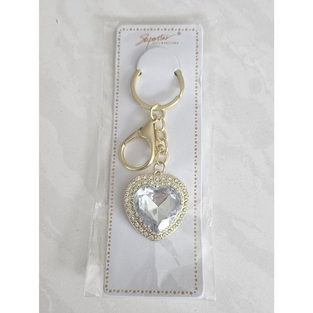 Crystal & Gold Heart Keychain